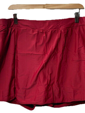 Hanna Nikole Womens Plus Size High Waisted Bathing Swim Suit Skirt Size 22W Red
